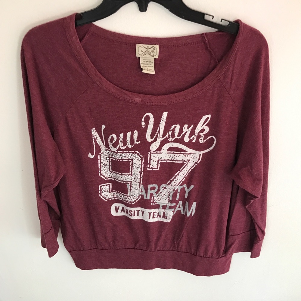 Maroon 3/4 sleeve shirt, size large